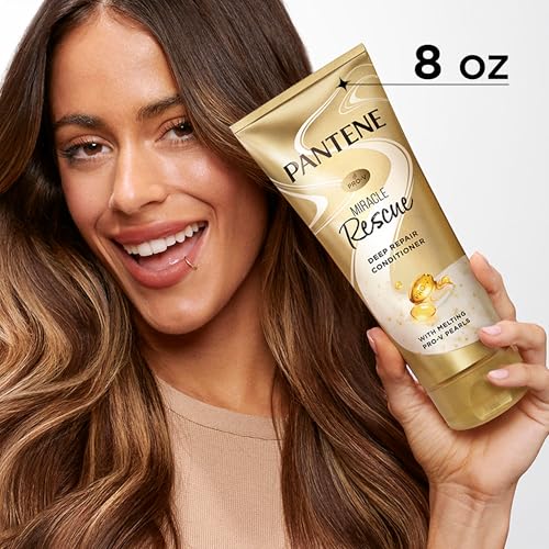 Pantene Miracle Rescue Deep Conditioner with Melting Pro-V Pearls - For Dry, Damaged, or Color-Treated Hair - Intense Moisture & Repair - 8.0 Oz