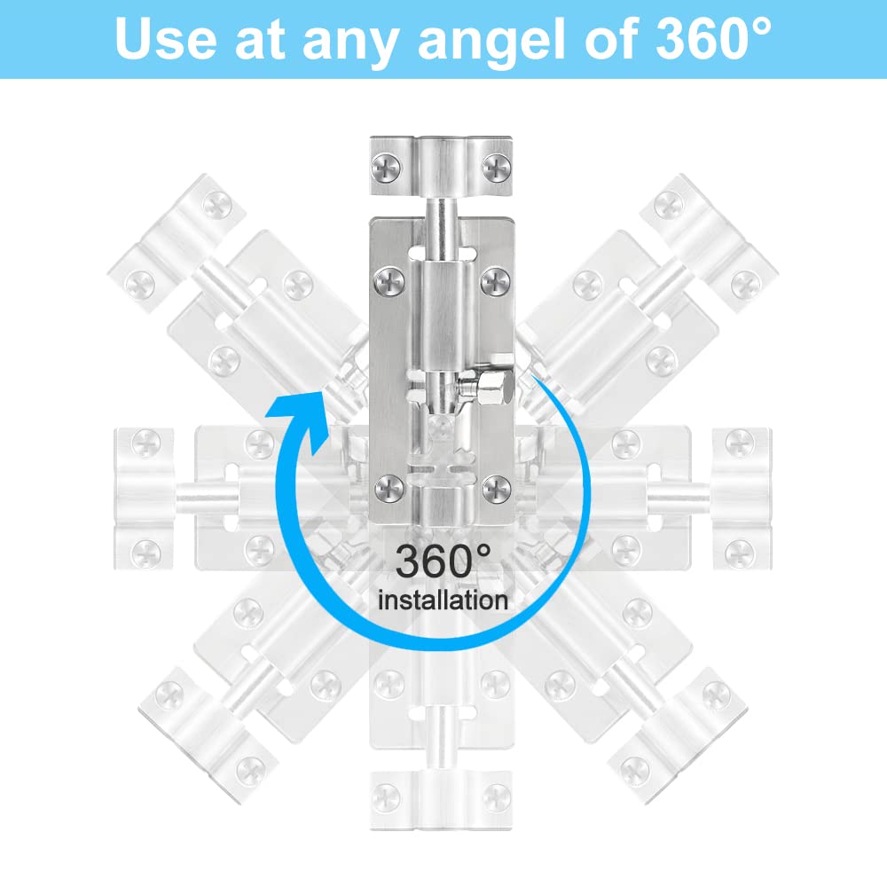 FATLODA 2 Pack Barrel Bolt Latch, 3 Inches Slide Latch Lock, Thickened Stainless Steel Sliding Locks for Door, Brushed Finish Sliding Bolt Lock Latches with 12PCS Screws
