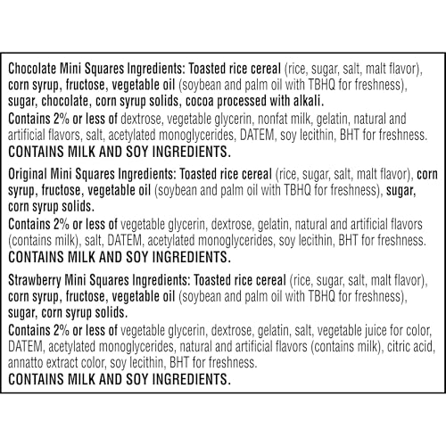 Rice Krispies Treats Mini Crispy Marshmallow Squares, Kids Snacks, Lunch Snacks, Variety Pack, 20.1oz Box (52 Bars)