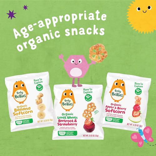 Little Bellies Organic Banana Softcorn Baby Snack (Pack of 18 x 0.28 oz Individual Packs)