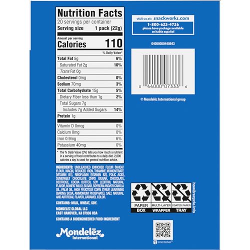 CHIPS AHOY! Original Chocolate Chip Cookies, 20 Snack Packs (2 Cookies Per Pack)