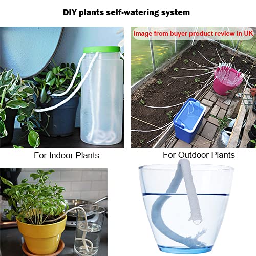 ORIMERC 50 feet 1/4 inch Self Watering Capillary Wick Cord Vacation Plant Watering DIY Hydroponic Wicking Self-Watering Planter Pot Automatic Water System Device Potted Violet self Watering Rope