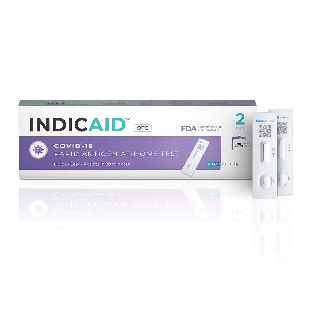 INDICAID COVID-19 Rapid Test, Covid Home Test FDA Approved, EUA Authorized, HSA/FSA Eligible, Easier and Faster (2 Pack)