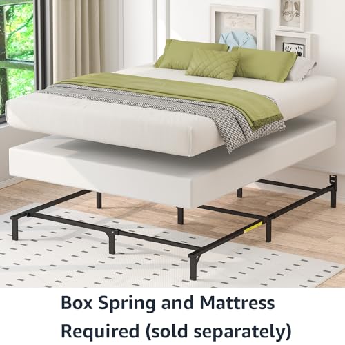 Amazon Basics Metal Bed Frame, 9-Leg Base for Box Spring and Mattress, Queen, Tool-Free Easy Assembly, 79.5" L x 59.5" W x 7" H, Black
