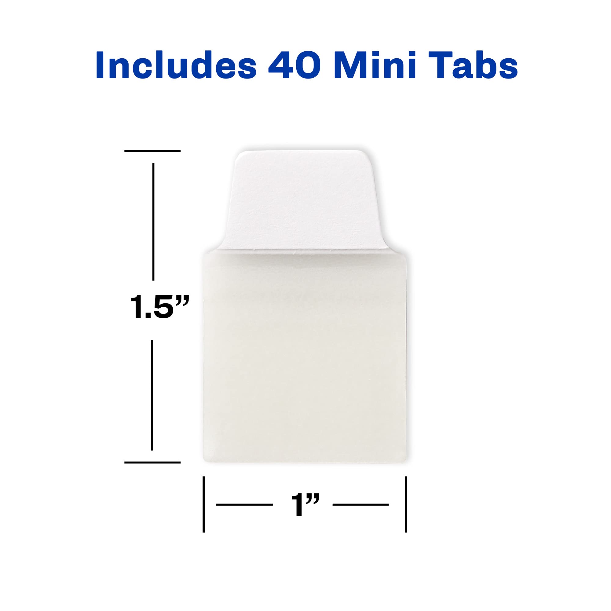 Avery Mini Ultra Tabs, 1" x 1.5", 2-Side Writable, White, 40 Repositionable Tabs (74788)