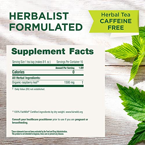 Traditional Medicinals Organic Raspberry Leaf Herbal Tea, Eases Menstrual Cramps & Supports Healthy Pregnancy, (Pack of 1) - 16 Tea Bags