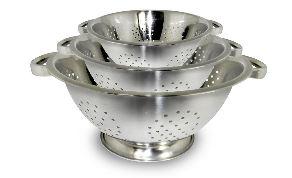 ExcelSteel Colander Set Stainless Steel | Nesting Design | Mirror Polished | Oversized Handles | 1-4 Quart, Set of 3