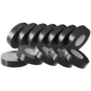 SWRT 12 Pack Black Electrical Tape Waterproof, 0.75 in x 66 FT High Temp Electric Tape Under 600V for All Weather - UV Protection - Flame Retardant