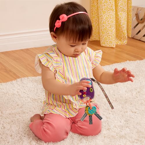 B. toys – Toy Car Keys – Key Fob with Lights & Sounds – Interactive Baby Toy – Pretend Keys for Babies, Toddlers – 10+ Months – FunKeys – Purple
