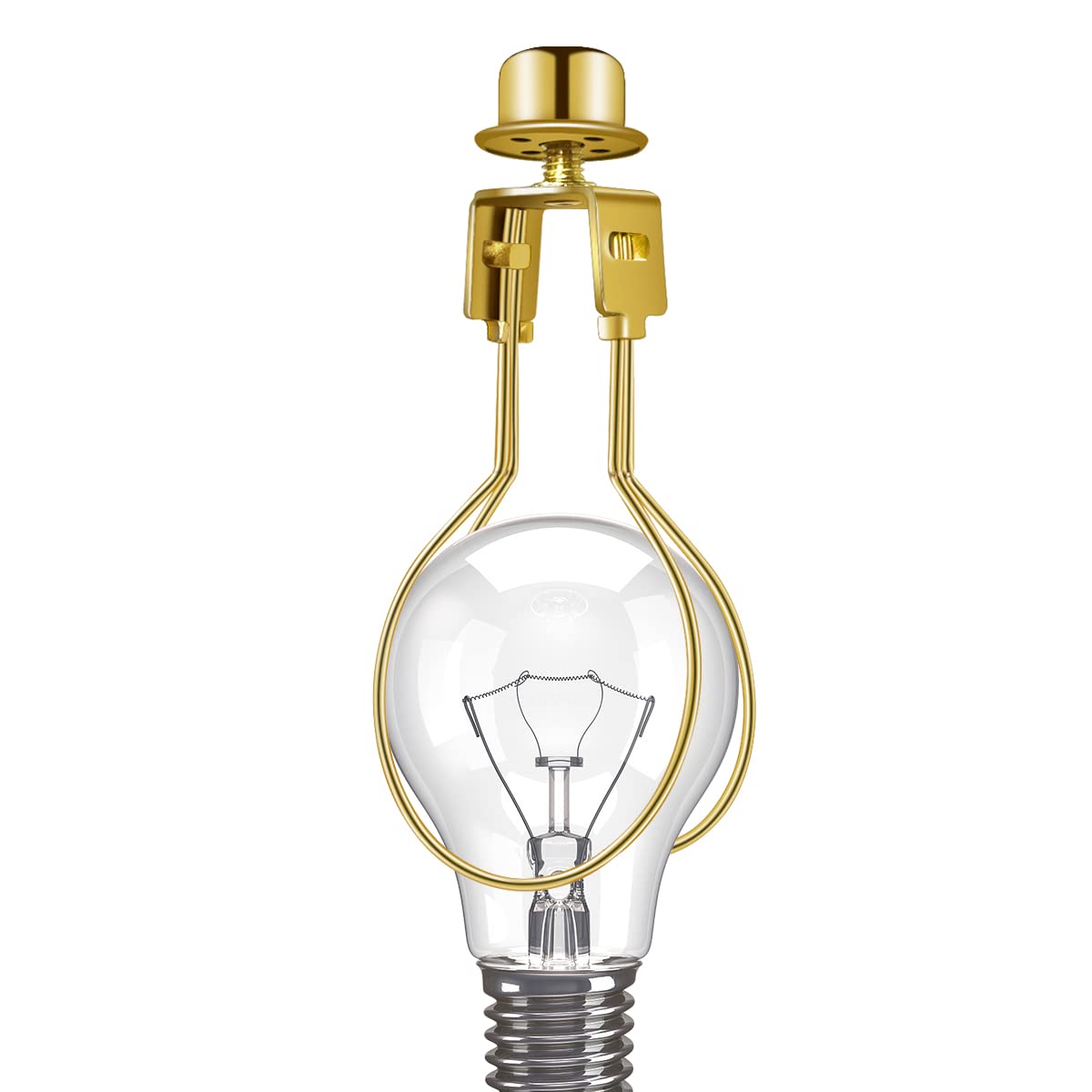 Lamp Holder for Clip-on Light Bulbs with Levellers, Include Finial - DIY Adapter for Shades (1 Pc, Gold)