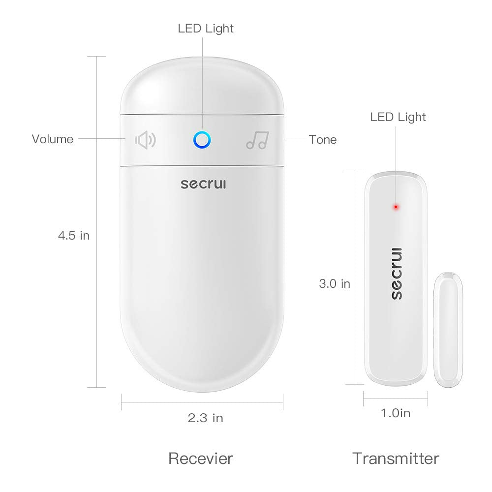 Door Chime, Door Sensor Chime for Door Opens – Door Ringer with 500ft Operating Range 52 Chime Adjustable Volume Mute Mode LED Indicators –Entry Alert Chime for Business/Home/Office