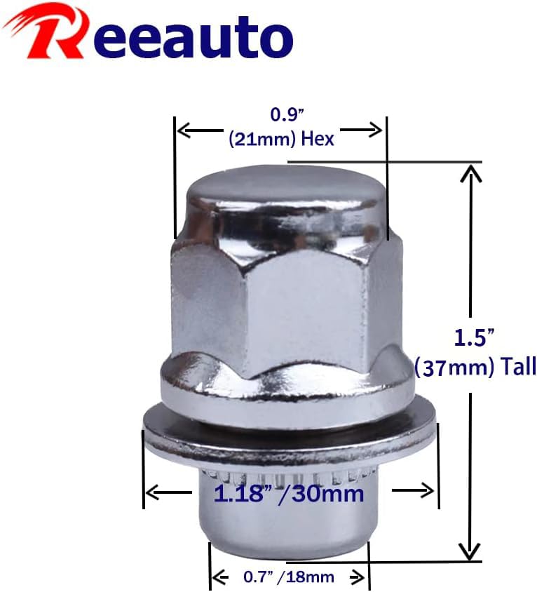 12x1.5 Lug Nuts 20 Pcs Chrome Closed End Mag Style Lug Nuts with Washer 13/16" (21mm) Hex Compatible with Toyota Camry/Corolla/Tacoma Lexus