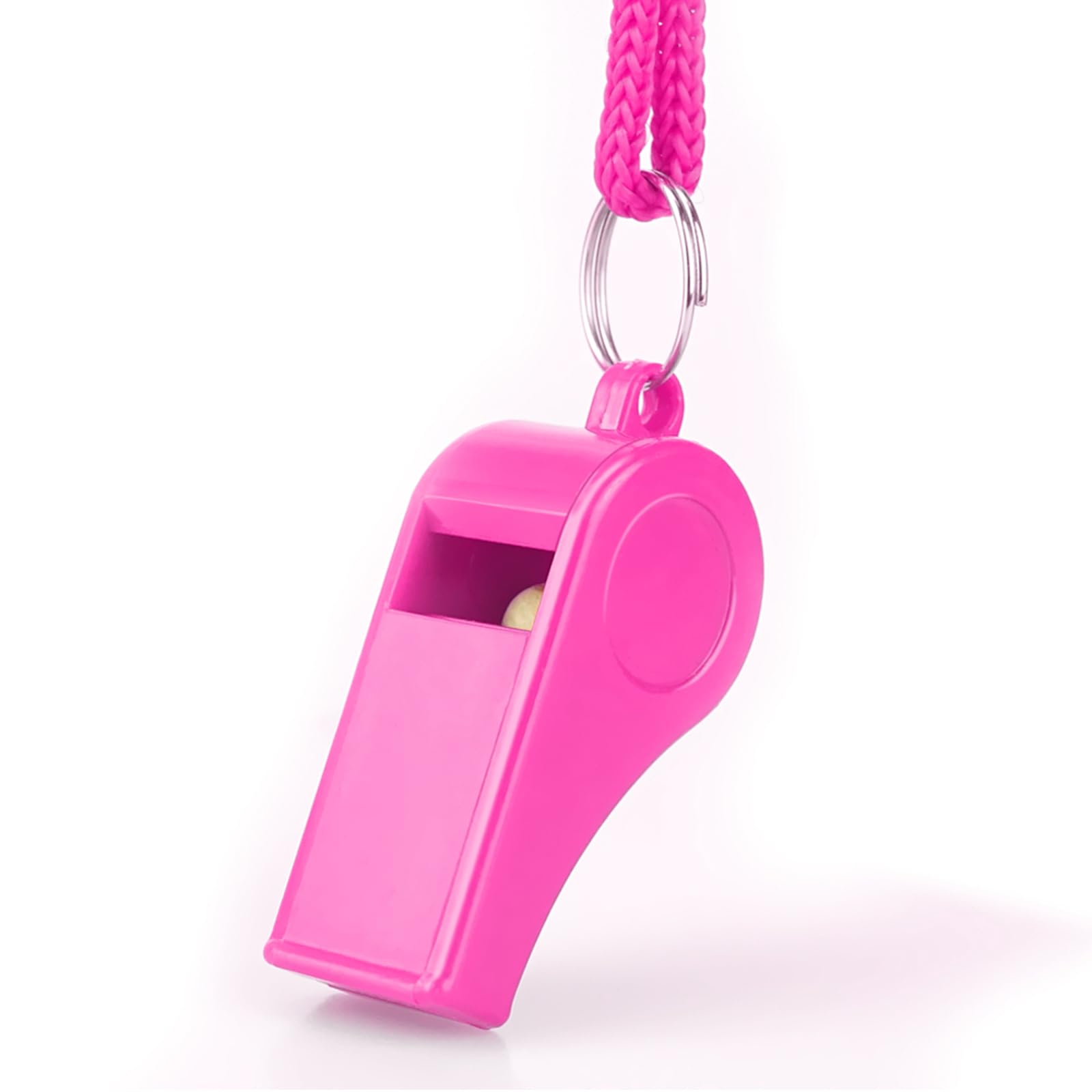 Hipat Loud Sports Whistle with Lanyard – High-Pitched Pink Plastic Whistles for Coaches, Outdoor Safety, Dog Training, Party Favors