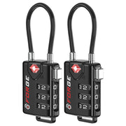 TSA Approved Cable Luggage Locks, Re-settable Combination with Alloy Body, Black 2 Locks.