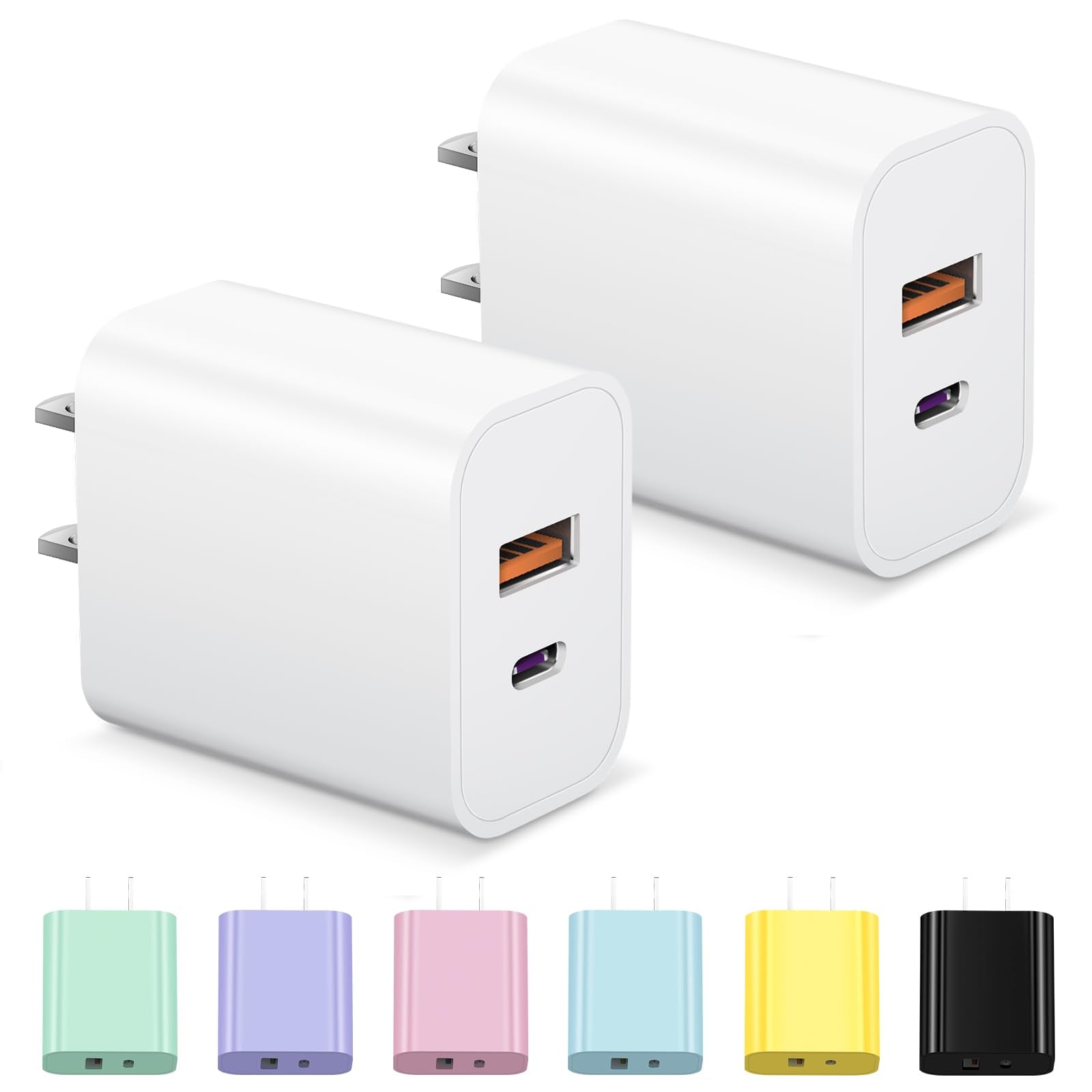 [3 Pack] USB C Charger Block, iPhone 16 Charger Block Dual Port PD Power Adapter Fast Charging Block for iPhone 16/16 Pro/16 Pro Max/16 Plus/15/14/13/12/11,X, iPad, Google Pxel, Samsung Galaxy