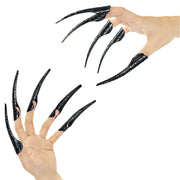 10 Pcs Long Finger Claws ,cuff design Adjustable Black Metal nail rings extension,Halloween articulated hands jewelry fingertip, Cool stuff scary vampire demon Cat Cosplay accessories women costume