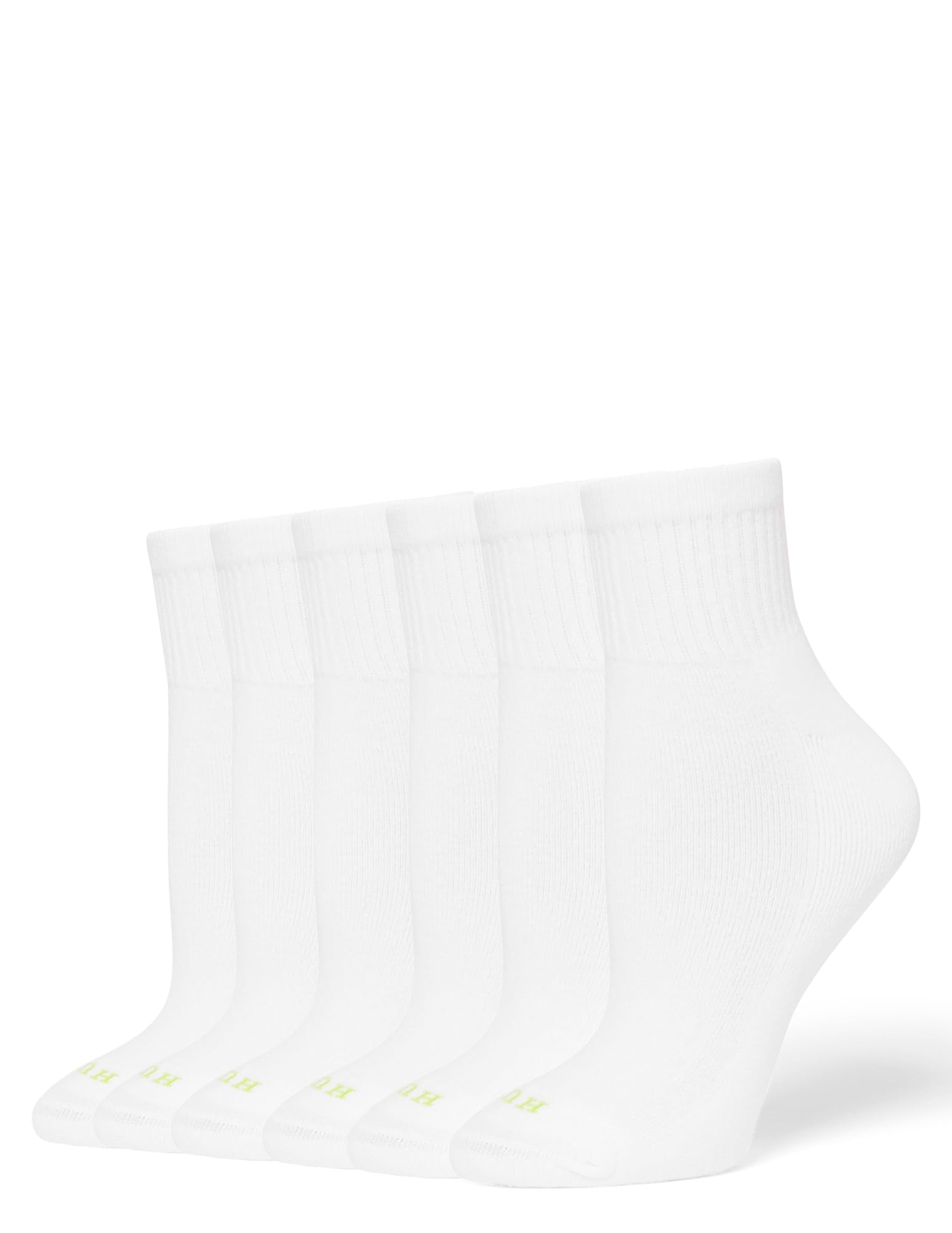 Hue Women's Mini Crew Sock 6-Pack, White, One Size