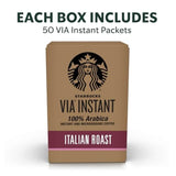 Starbucks VIA Instant Coffee, Dark Roast Coffee, Italian Roast, 100% Arabica, 1 box (50 packets)