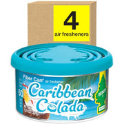 LITTLE TREES Car Air Freshener. Fiber Can Provides a Long-Lasting Scent for Auto or Home. Adjustable Lid for Desired Strength. Caribbean Colada, 4 Air Fresheners