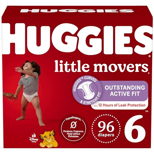 Huggies Size 6 Diapers, Little Movers Baby Diapers, Size 6 (35+ lbs), 96 Ct (2 Packs of 48)