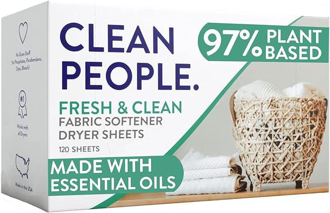 The Clean People Fabric Softener Sheets - Dryer Sheets - Softens & Removes Static - Vegan Laundry Softener With Essential Oils - Lavender, 160 Pack