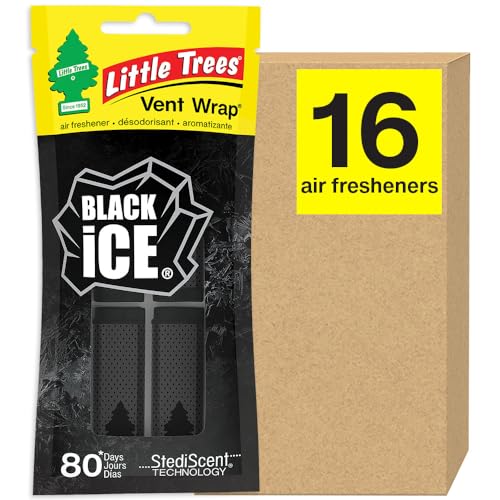 LITTLE TREES Car Air Freshener. Vent Wrap Provides Long-Lasting Scent, Slip on Vent Blade. Vanillaroma, 16 Air Fresheners, 4 Count (Pack of 4)