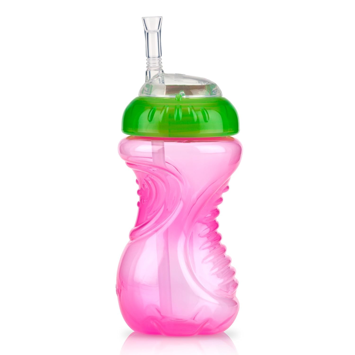 Nuby No-Spill Soft Straw Easy Grip Sippy Cup for Girls - (3-Pack) 10 Oz - 12+ Months