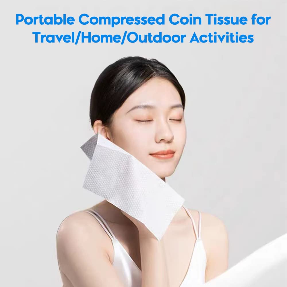 120 Pcs Mini Compressed Towels, Disposable Face Compressed Towel, Compressed Cotton Hand Wipe, Camping Towel, Portable Compressed Coin Tissue for Travel/Home/Outdoor Activities