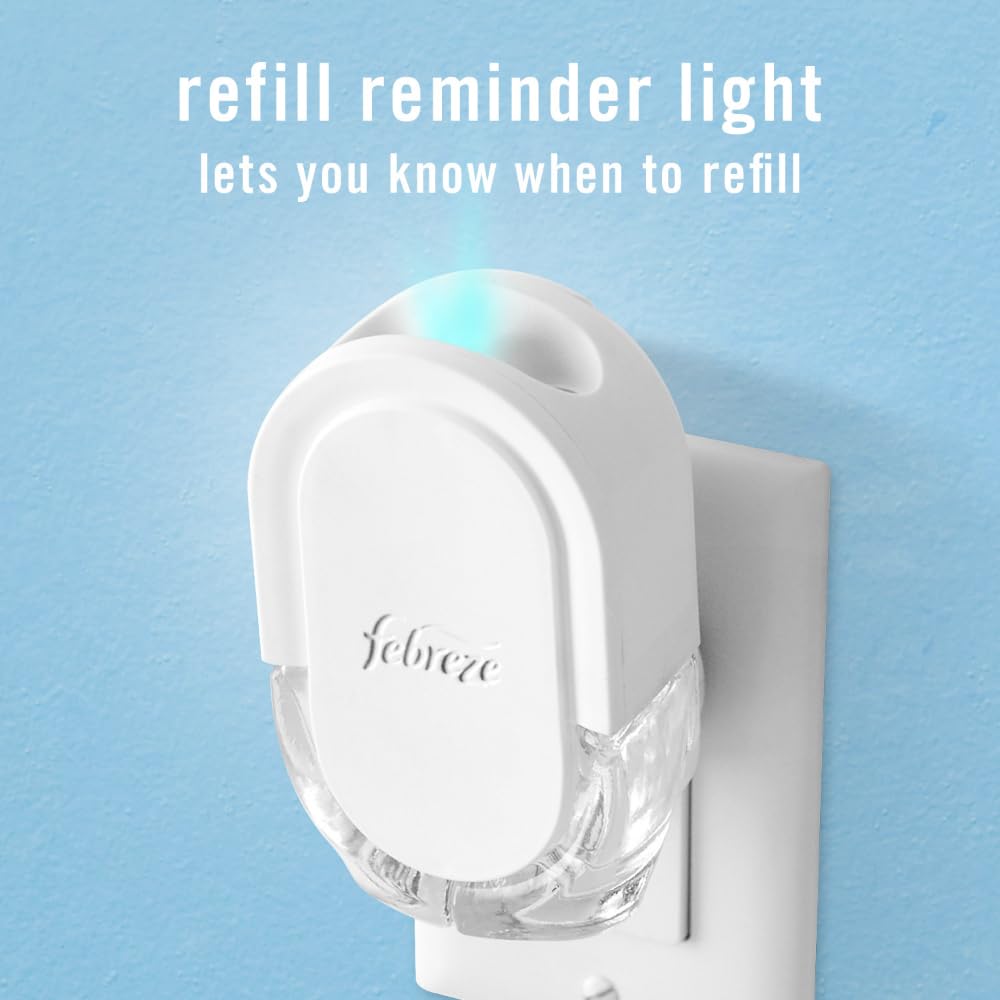 Febreze Plug In Air Freshener, Odor-Fighting Scented Oil Refill, Air Fresheners for Home and Bathroom and Kitchen, Long Lasting for Strong Odors, Linen & Sky Scent, 0.87oz Refills, 3 Count (Pack of 1)