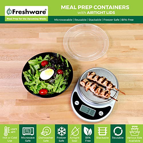 Freshware Meal Prep Bowl Containers [30 Pack] Plastic Bowls with Lids for Soup and Salad, Food Storage Bento Box, BPA Free, Stackable, Lunch Boxes, Microwave/Dishwasher/Freezer Safe (28 oz)