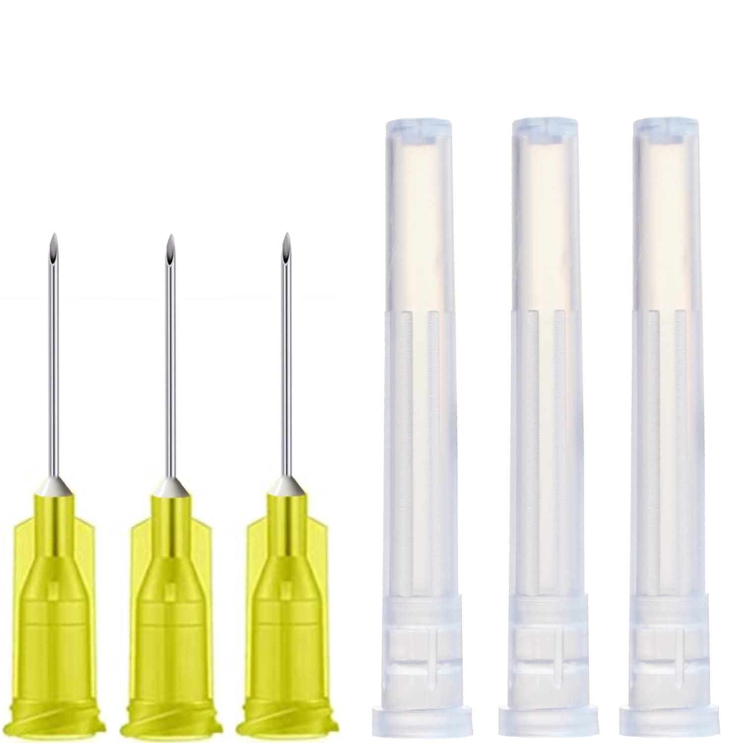 100 Pack 23Ga 1Inch Sterile Disposable Injection Needle with Cap for Scientific and Industrial Dispensing Needle Accessories