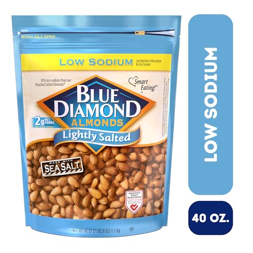 Blue Diamond Almonds Low Sodium Lightly Salted Snack Nuts, 40 Oz Resealable Bag (Pack of 1)