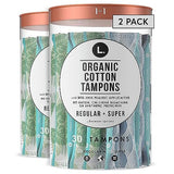 L. Organic Cotton Tampons Multipack - Regular + Super 42 Count x 2 Packs (84 Count Total)