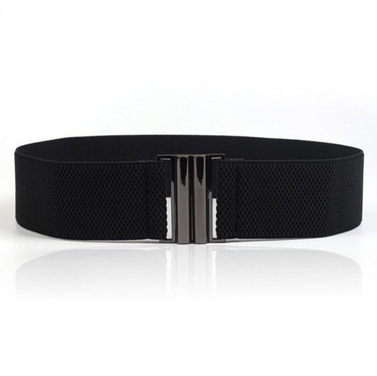 YYXR Womens Black Vintage Plus Elastic Stretchy Waist Cinch Trimmer Belt Size S