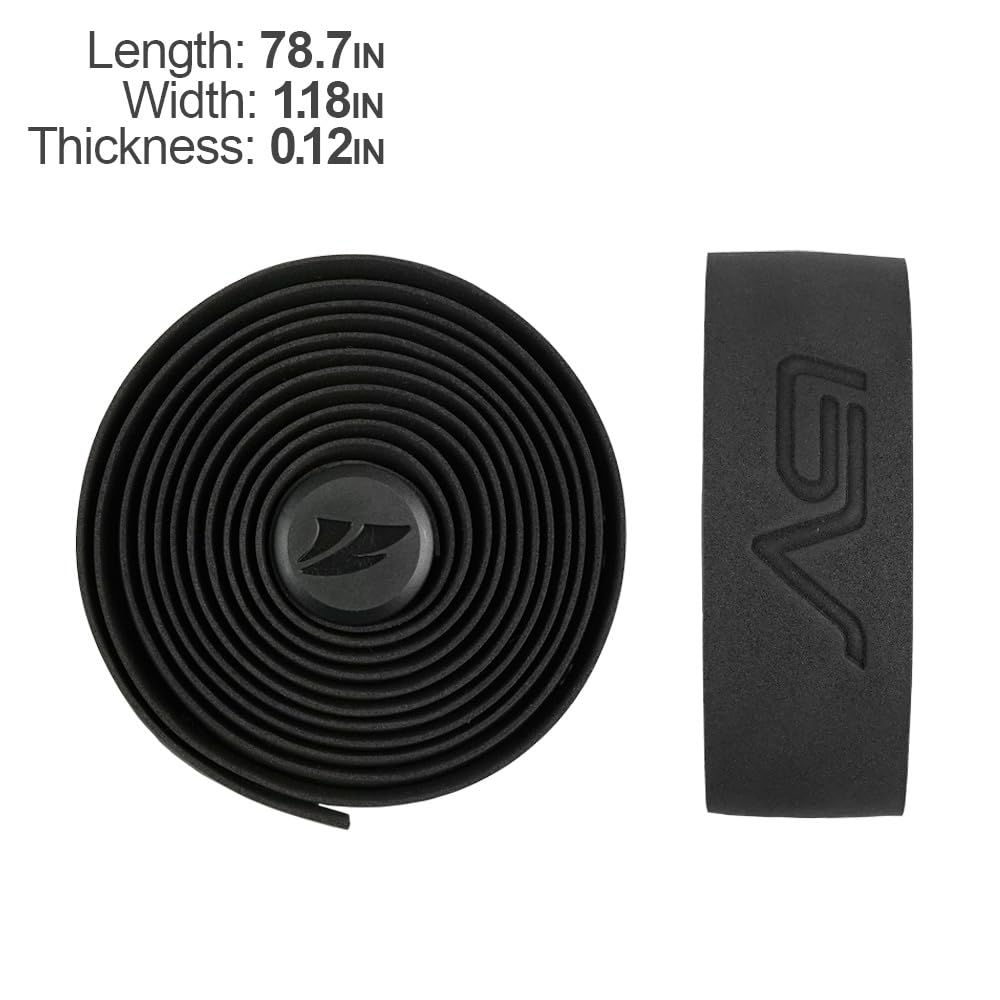 BV Handlebar Tape for Road Bike - Comfortable & Durable EVA Foam - Easy to Install - 2 Rolls & Accessories Included - Black/White