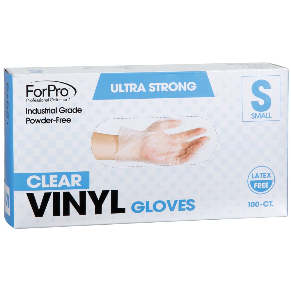 ForPro Disposable Vinyl Gloves, Clear, Industrial Grade, Powder-Free, Latex-Free, Non-Sterile, Food Safe, 2.75 Mil. Palm, 3.9 Mil. Fingers, X-Large, 100-Count