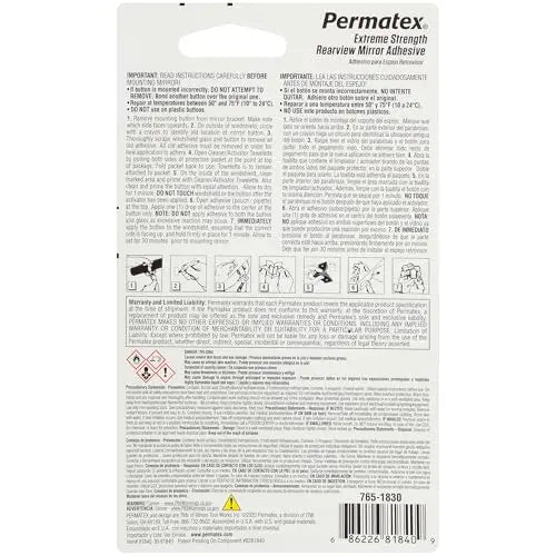 Permatex 81840 Extreme Rearview Mirror Profressional Strength Adhesive Kit , White