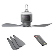 VVU&CCO 18' Portable Ceiling Fan with Light for Patio Canopy Tent Porch RV, 4 Speed Adjustment with Lighting, 8 Hours Timer & Use Time Up to 30H, 12000mAh Battery -operated Ceiling Fan with Remote