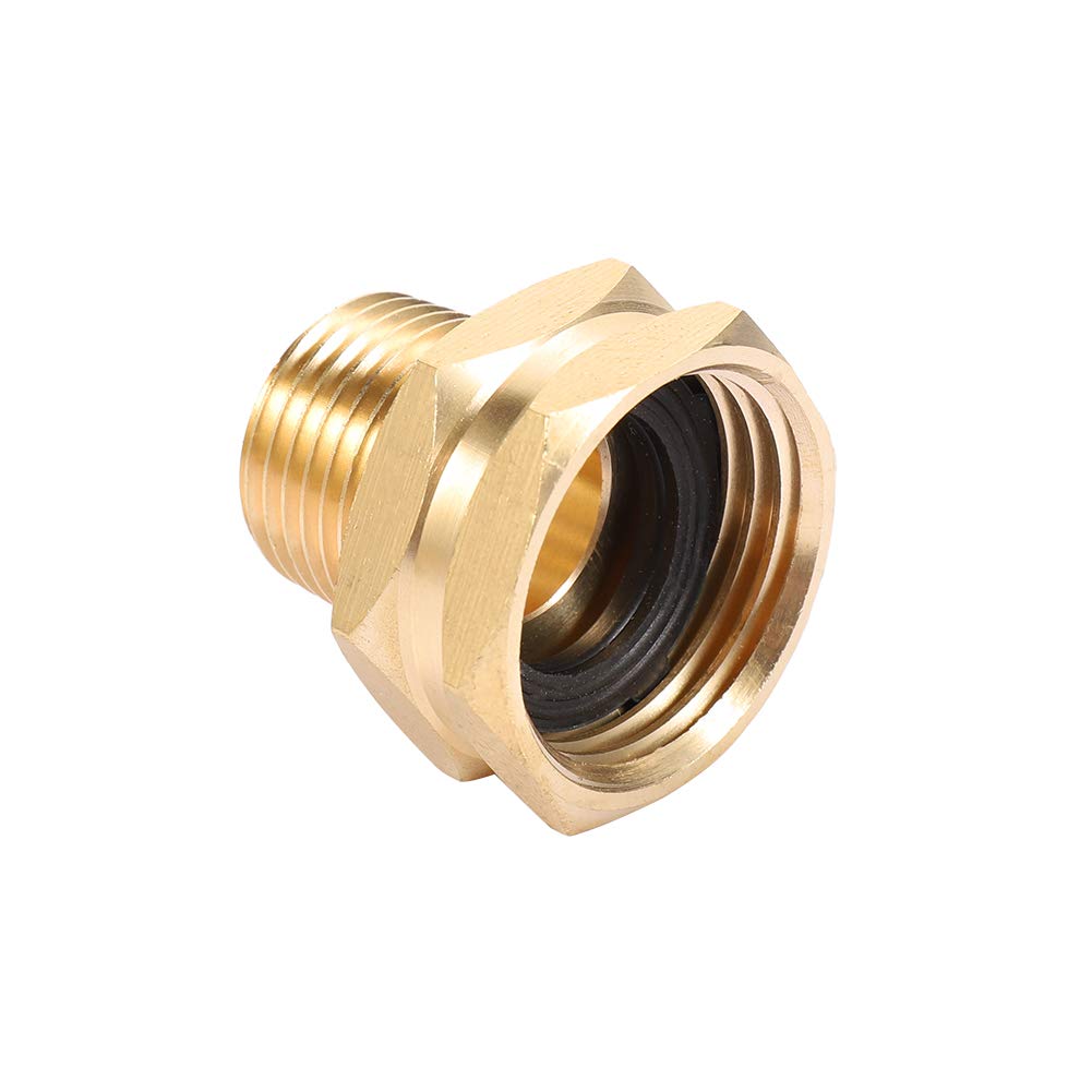 Brass Garden Hose Adapter, 3/4” GHT Female x 1/2” NPT Male Connector,GHT to NPT Adapter Brass Fitting,Brass Garden Hose to Pipe Fittings Connect 2pcs