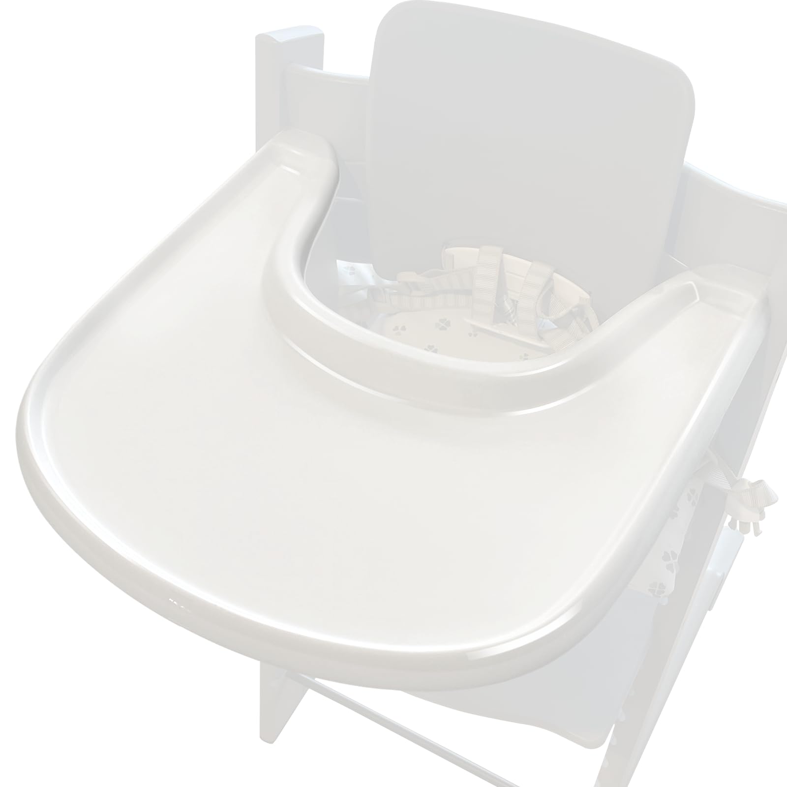 LuQiBabe Baby High Chair Tray Compatible with Stokke Tripp Trapp Chair (V2 and Beyond) with Smooth Surface and Strong Suction Power Made of Food-Safe Plastic (BPA BPS BPF Lead Phthalate Free) - White