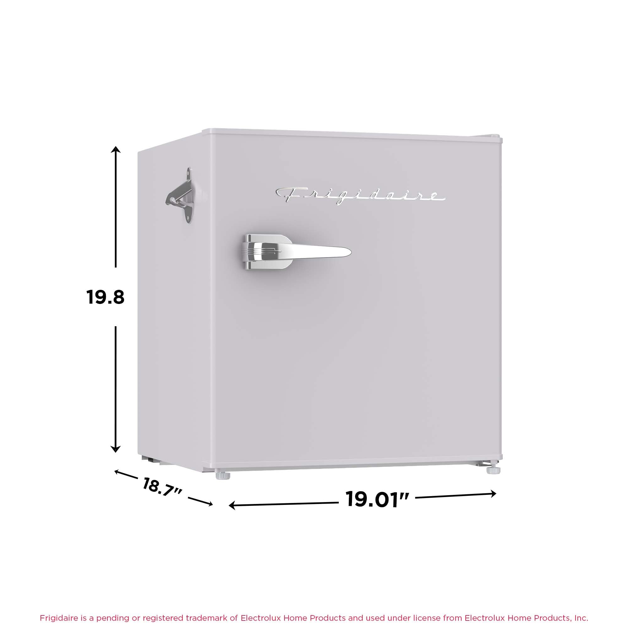 Frigidaire EFR176 Retro Compact Fridge with Chiller Mini Refrigerator with Built-in Bottle Opener for Office, Bedroom, Dorm Room or Cabin, 1.6 cu ft 16" D x 18" W x 18.5" H, Moonlight