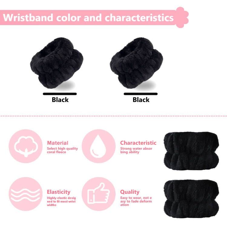 Taocar 2pcs Wrist Bands for Washing Face, Microfiber Face Washing Wristbands, Arm Wrist Towels, Spa Face Wash Wristbands, Stretchy Absorbent Wash Band for Woman Children