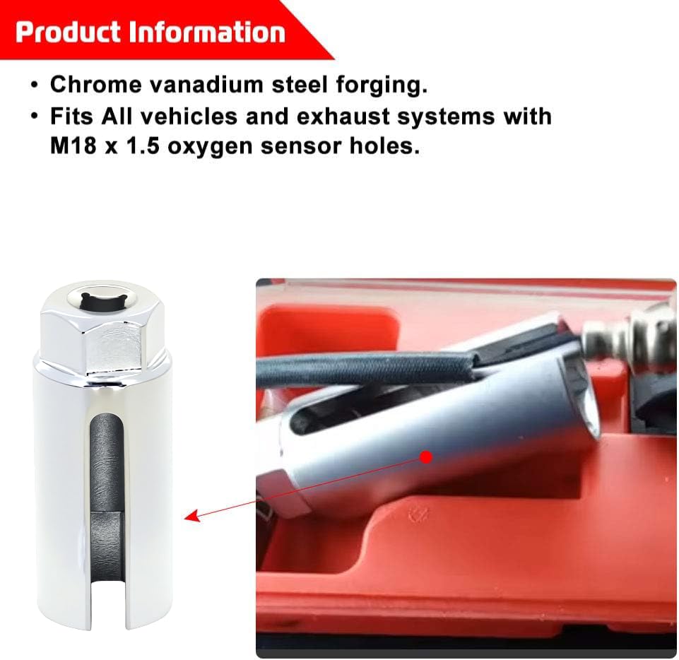 A ABIGAIL 5 PCS Automotive O2 Oxygen Sensor Socket Offset 02 sensor Wrench Remover Tool and Thread Chaser Tool