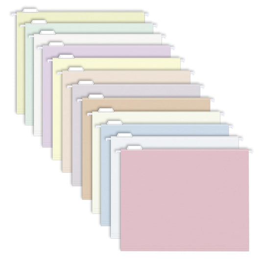 Magdurnus MagDurnus Hanging File Folders, Pastel Color Design,Letter Size with 1/5 Adjustable Cut Tabs, Assorted 12 Styles,Decorative,Drawer,Desk and Cabinet Use（25-Pack）