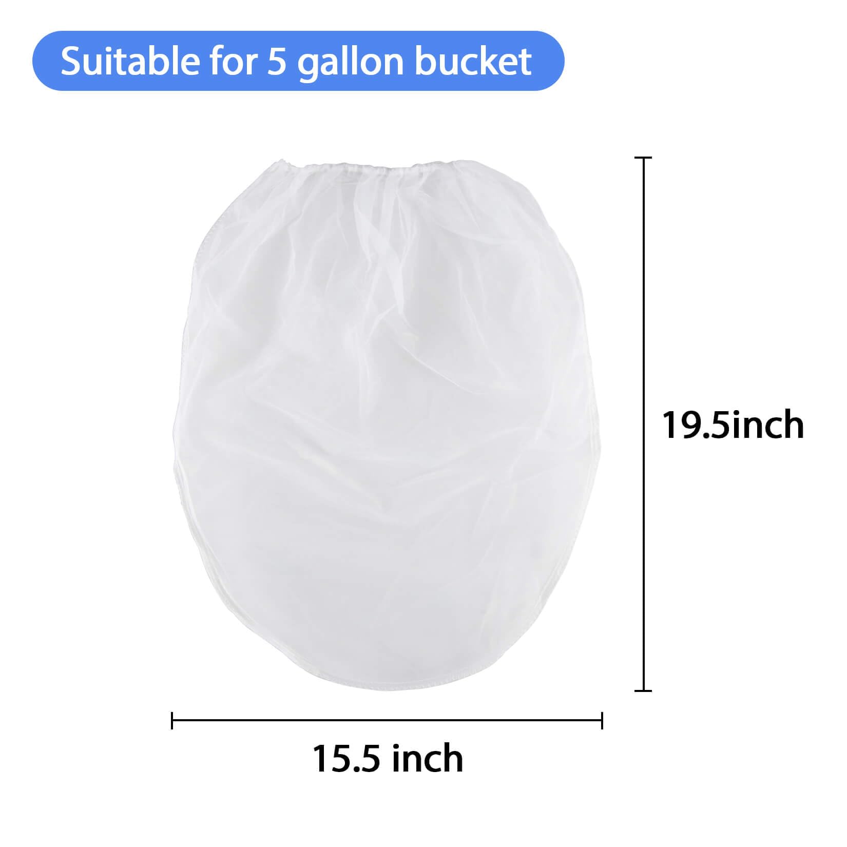 Sukh 10PCS Paint Strainer Bag - 5 Gallon Paint Filter Strainer Bucket with Elastic Drawstring Top Opening Nylon Mesh Filter White Fine Mesh Bag for Gardening