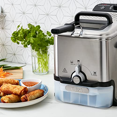 T-fal 3.5L Stainless Steel Deep Fryer with Basket, 1700W Electric Deep Fryer with Basket and Lid, Oil Filtration, Temp Control, Digital Timer, Dishwasher Safe Parts