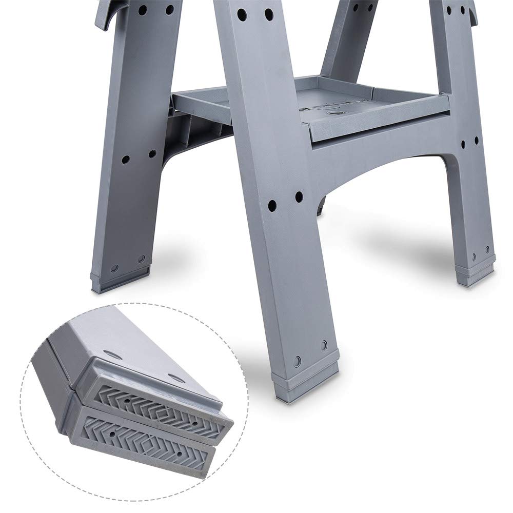 Amazon Basics Rectangular Folding Sawhorse - Set of 2, 900 Pound Capacity, Orange and Grey