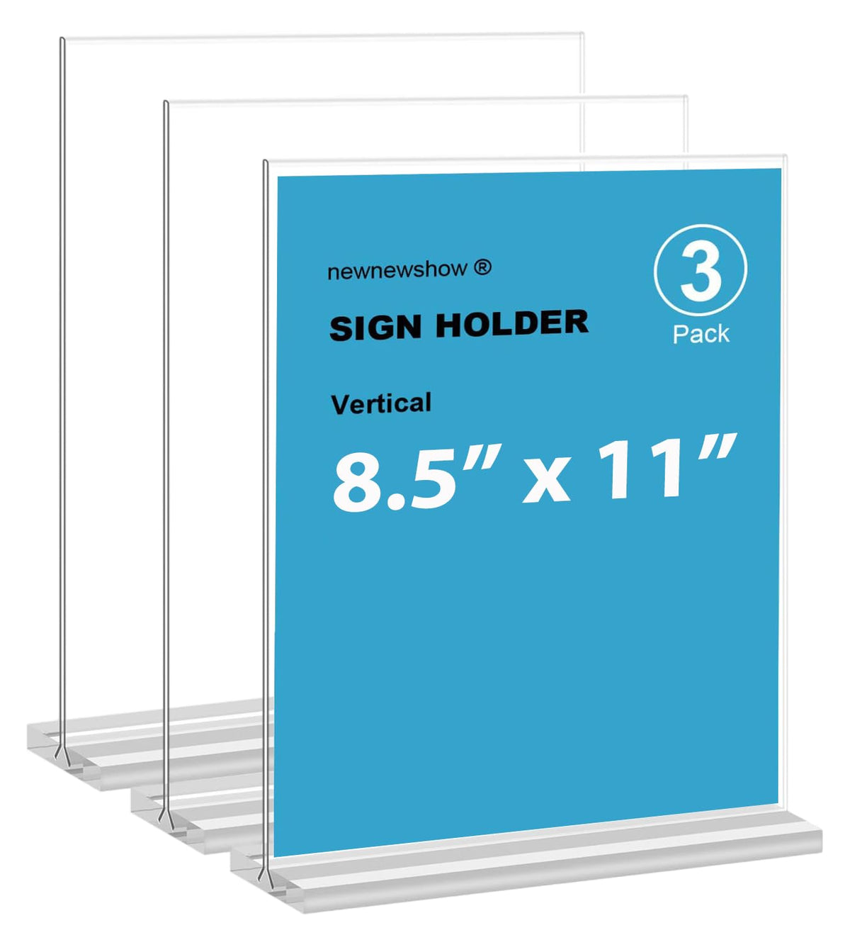 newnewshow 8.5x11 Acryl-Schilderhalter 3er-Pack Vertikal Doppelseitige Anzeige (Optional 8.5x11 8.5x5.5 5x7 Horizontal und Vertikal)
