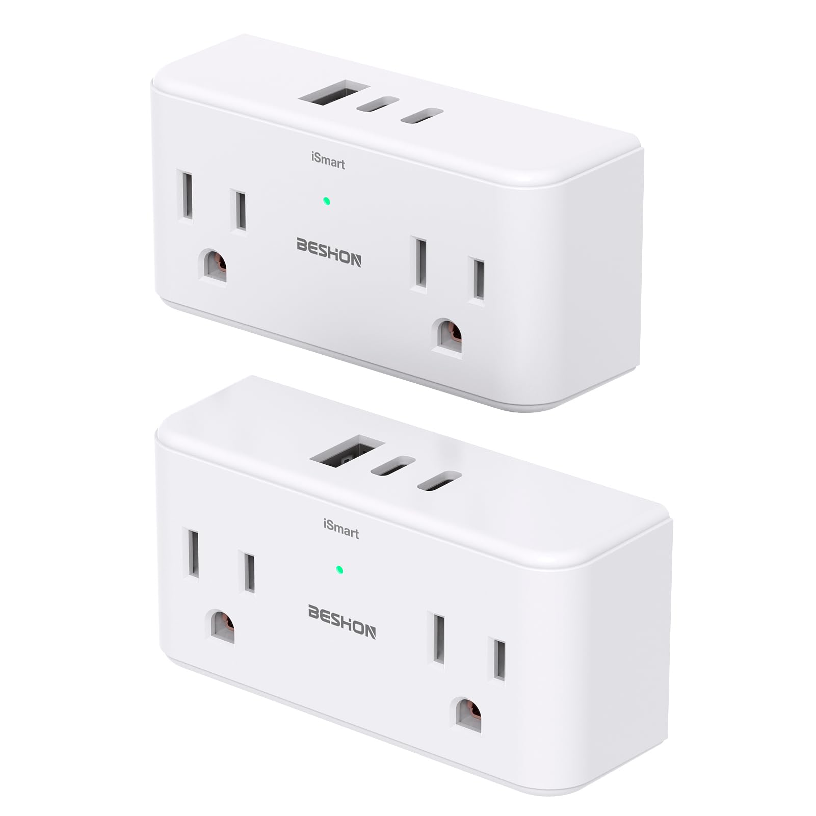 BESHON ÃƒÂ£Ã‚Â€Ã‚Â2 PackÃƒÂ£Ã‚Â€Ã‚Â‘Multi Plug Outlet Splitter, 4 AC Outlet Extender with 3 USB Wall Charger (2 USB C), 3-Sided Outlet Adapter, Multiple Plug Expander for Home Office Dorm Room Essentials