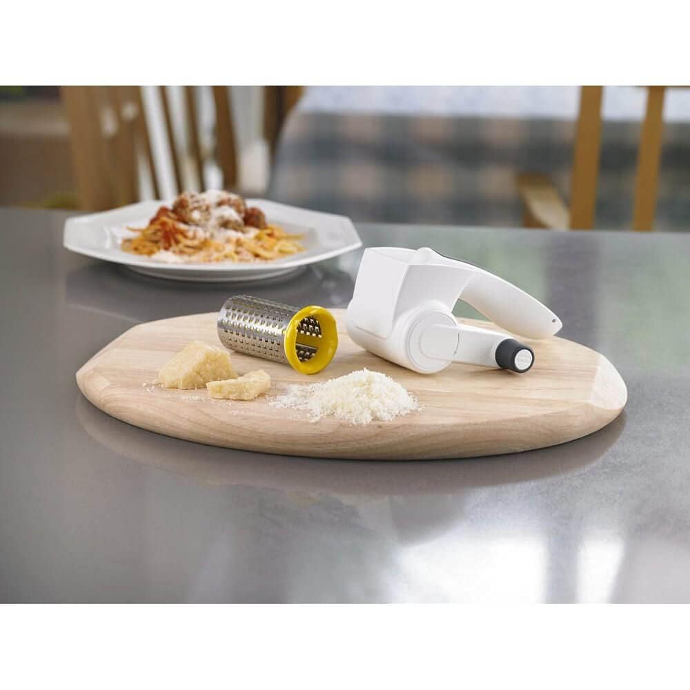 Zyliss Classic Rotary Cheese Grater - NSF Restaurant Certified Handheld Cheese Grater - Rotary Grater for Hard Cheese, Chocolate & More - Grater with Comfortable Handle & Easy-to-Clean Drum - White